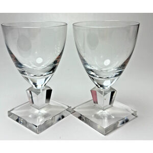 2 Orrefors Gustav Adolf Handblown Crystal Cordial Cocktail Glasses Square Base